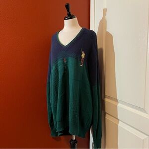 Isles of Cotton Men’s Vintage Tall Golfing Knit V Neck Slouchy Pullover‎ Sweater